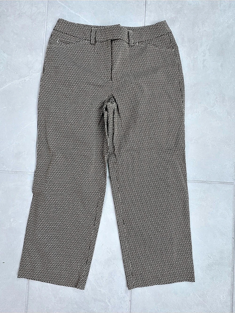 Talbots Geometric Ankle Pants in Brown & White Size 2 NWT